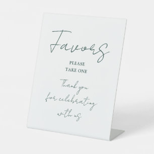 Minimalist Emerald Green Elegant Script Favours Pedestal Sign