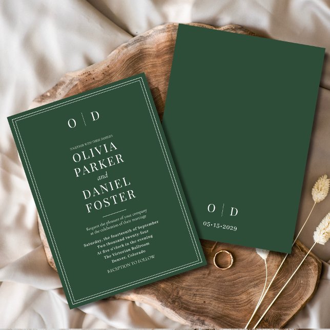 Minimalist Emerald Green Modern Elegant Wedding Invitation (Creator Uploaded)