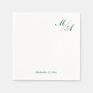 Minimalist Emerald Green Monogram Napkin