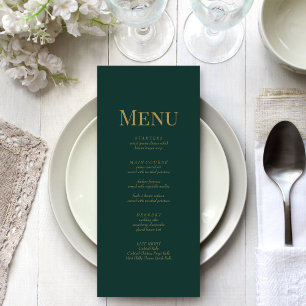 Minimalist Emerald Green Monogram Wedding Menu