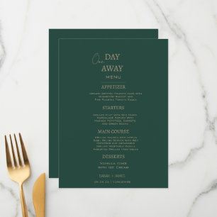 Minimalist Emerald Green One Day Away Wedding Menu
