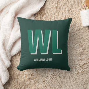 Minimalist Emerald Green Personalised Monogram  Cushion