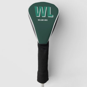 Minimalist Emerald Green Personalised Monogram Golf Head Cover