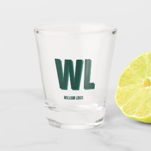 Minimalist Emerald Green Personalised Monogram Shot Glass