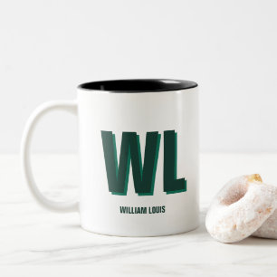Minimalist Emerald Green Personalised Monogram  Two-Tone Coffee Mug