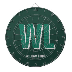 Minimalist Emerald Green Personalized Monogram Dartboard