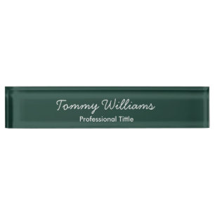 Minimalist Emerald Green Professional Simple Nameplate
