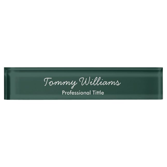 Minimalist Emerald Green Professional Simple Nameplate (Front)