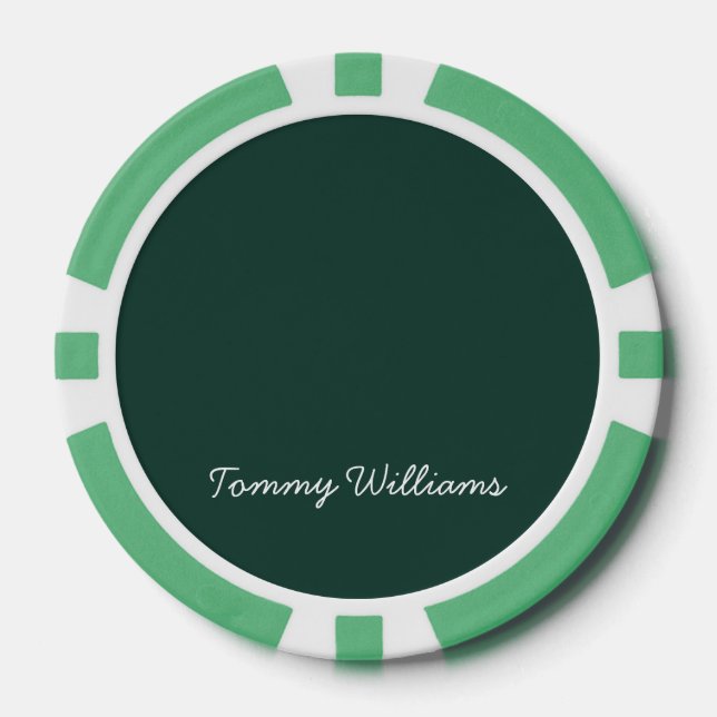 Minimalist Emerald Green Professional Simple Poker Chips (Front)