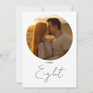 Minimalist Emerald Green Script Table Number