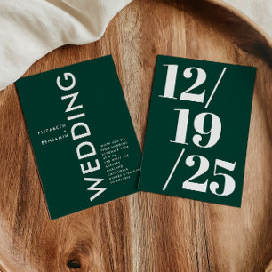 Minimalist Emerald Green Simple Bold Chic Wedding Invitation