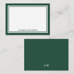 Minimalist Emerald Green Two Border Monogram Card