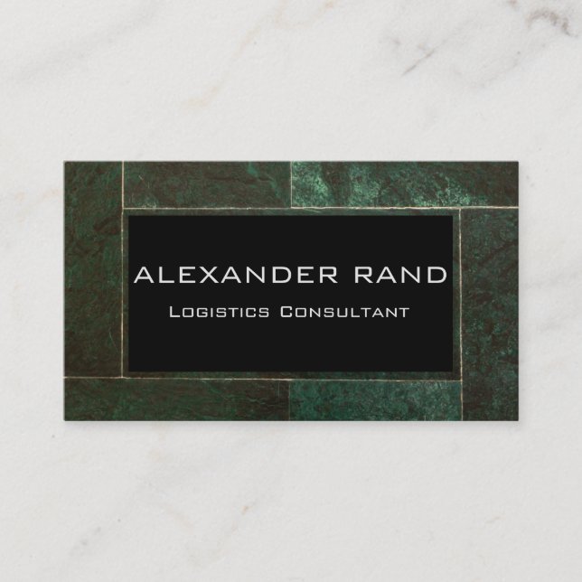 Minimalist Emerald Marble Business Card (Front)