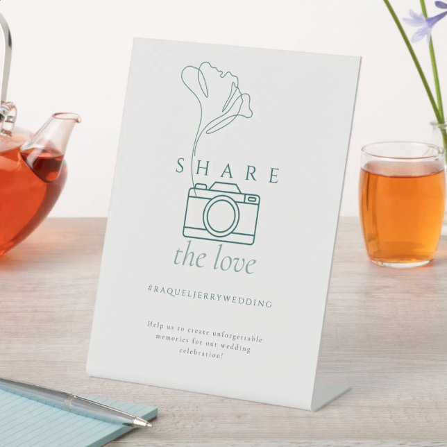 Minimalist Emerald "Share the Love" Wedding Pedestal Sign (Creator Uploaded)