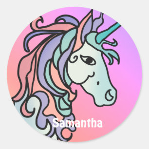 minimalist emotional and beautiful unicorn classic round sticker