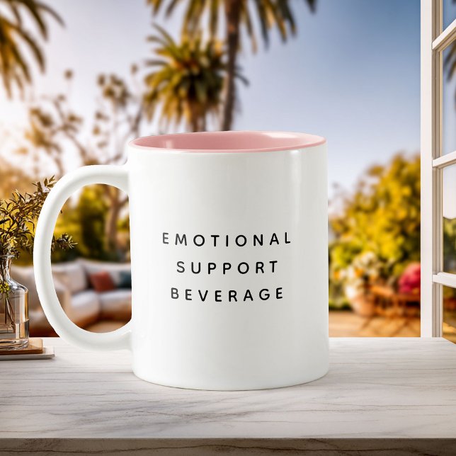 Minimalist Emotional Support Beverage Funny Modern Two-Tone Coffee Mug (Creator Uploaded)