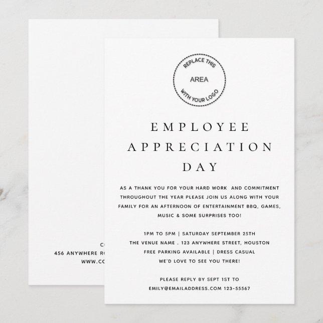 Minimalist Employee Appreciation Day Logo Invitation (Front/Back)
