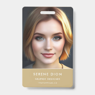 Minimalist Employee Name ID Card Photo QR Badge