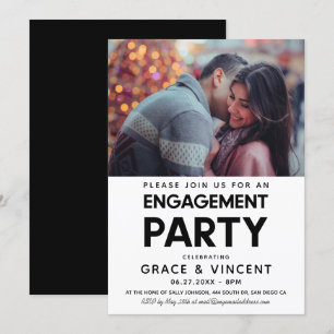 Minimalist Engagement party photo invitation