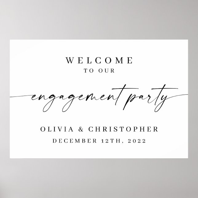 Minimalist Engagement Party Welcome Sign (Front)