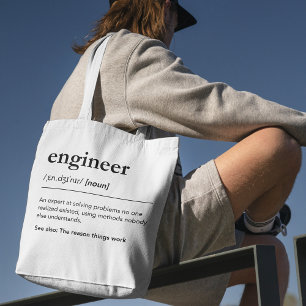 Minimalist Engineer Dictionary Definition Funny Tote Bag