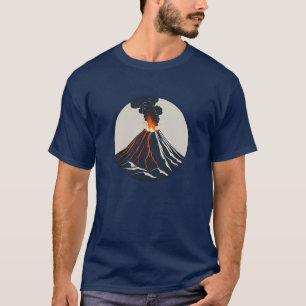 Minimalist Erupting Volcano Circle Design T-Shirt