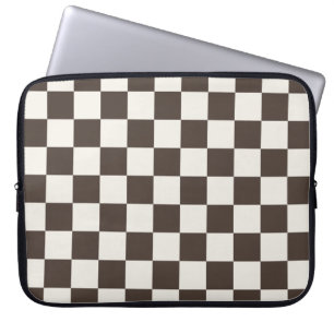 Minimalist Espresso Brown Buffalo Check Laptop Sleeve