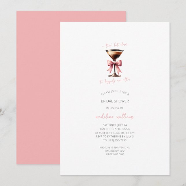 Minimalist Espresso Martini Bridal Shower  Invitation (Front/Back)