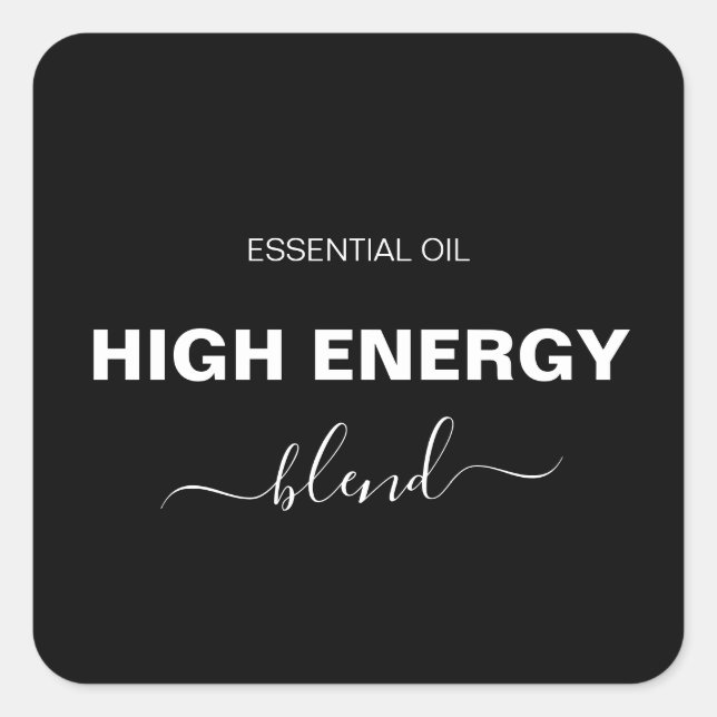 Minimalist Essential Oil Blend Black Roller Bottle Square Sticker (Front)