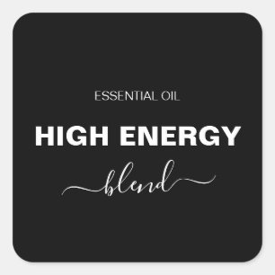 Minimalist Essential Oil Blend Black Roller Bottle Square Sticker