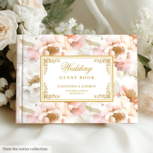 Minimalist ethereal pastel pink wedding guest book (Minimalist ethereal pastel pink wedding guest book)