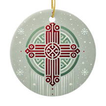 Minimalist Ethiopian Cross Ceramic Ornament