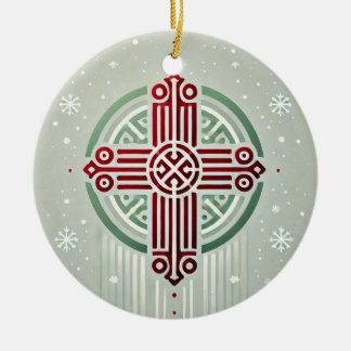 Minimalist Ethiopian Cross Ceramic Ornament