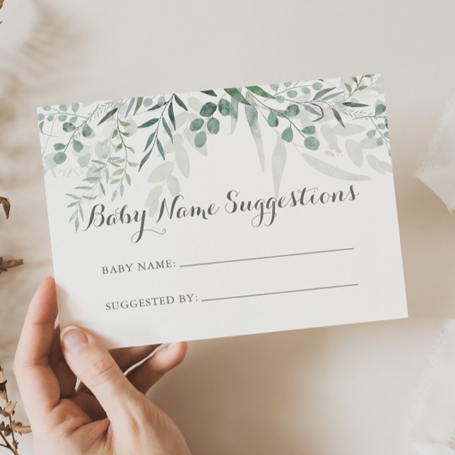 Minimalist Eucalyptus Baby Name Suggestions Card (Creator Uploaded)