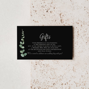 Minimalist Eucalyptus Black Wedding Gifts Enclosure Card