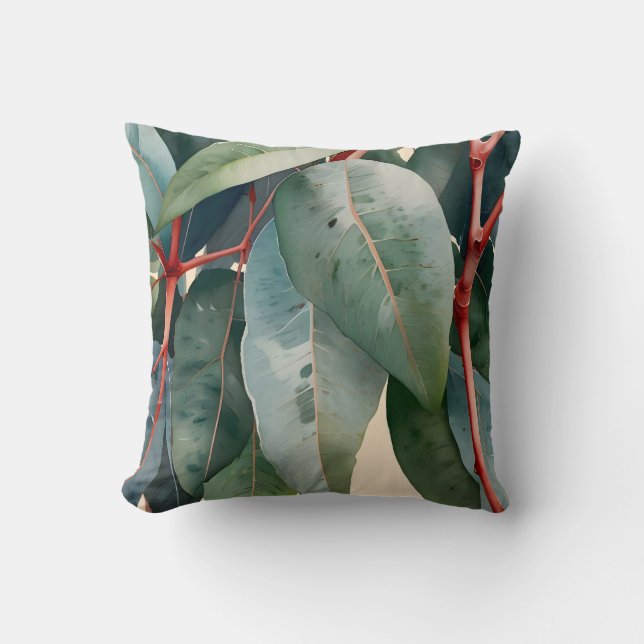 Minimalist Eucalyptus Botanical Art Cushion (Front)