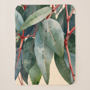 Minimalist Eucalyptus Botanical Art Sherpa Blanket