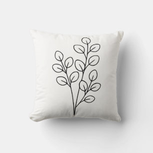 Minimalist Eucalyptus Botanical Line Art Cushion