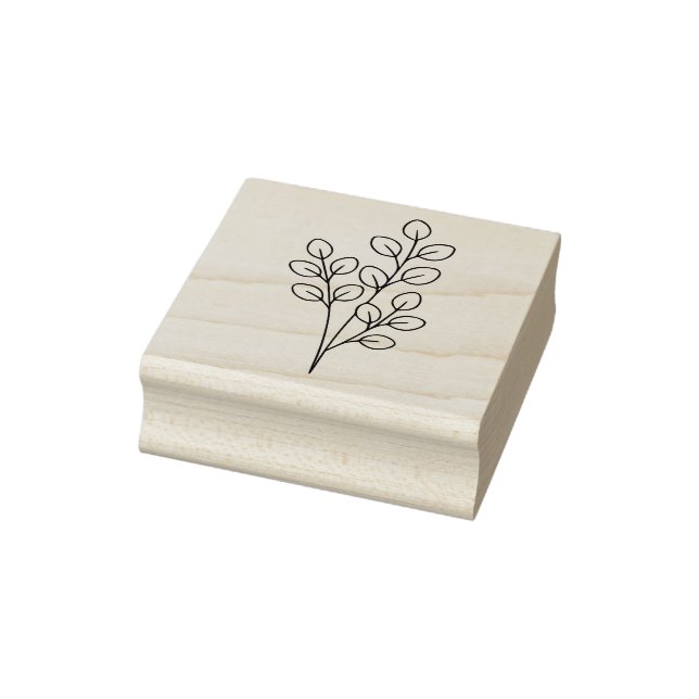 Minimalist Eucalyptus Botanical Line Art Rubber Stamp (Stamp)