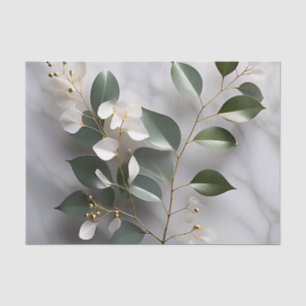 Minimalist Eucalyptus Branch On Marble Tissue Paper