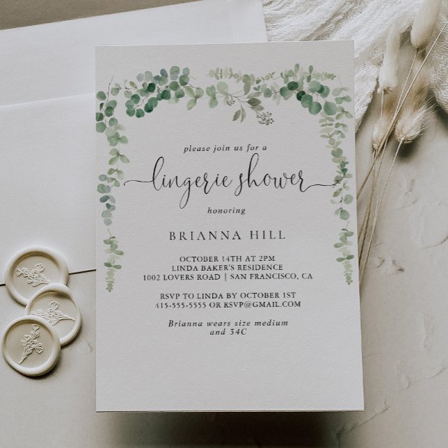 Minimalist Eucalyptus Bridal Lingerie Shower  Invitation (Creator Uploaded)