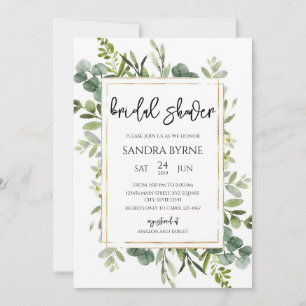 Minimalist Eucalyptus Bridal Shower Invitation