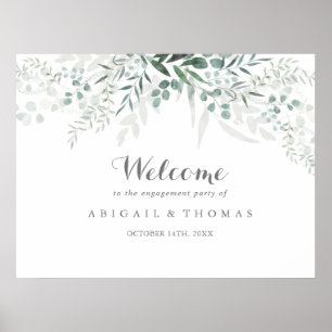 Minimalist Eucalyptus Engagement Party Welcome  Poster