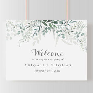 Minimalist Eucalyptus Engagement Party Welcome  Poster