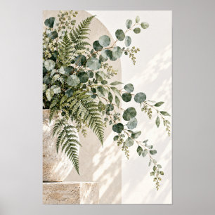 Minimalist Eucalyptus Fern Archway Botanical Wall Poster
