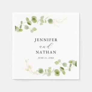 Minimalist Eucalyptus Green Foliage Classy Wedding Napkin