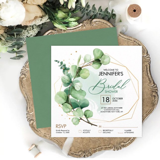 Minimalist eucalyptus greenery bridal shower rsvp invitation (Creator Uploaded)