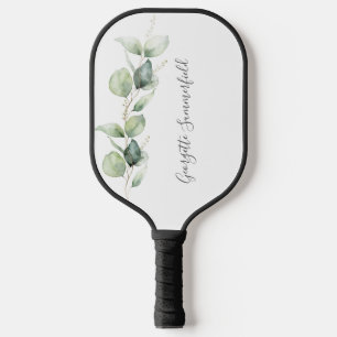 Minimalist Eucalyptus Greenery Personalised Script Pickleball Paddle