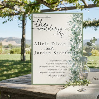 Minimalist Eucalyptus Greenery Wedding Invitation