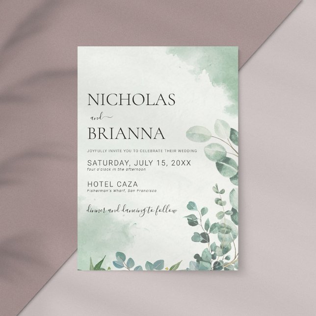 Minimalist Eucalyptus Greenery Wedding Invitation (Creator Uploaded)